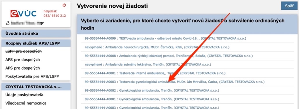 výber ambulancie